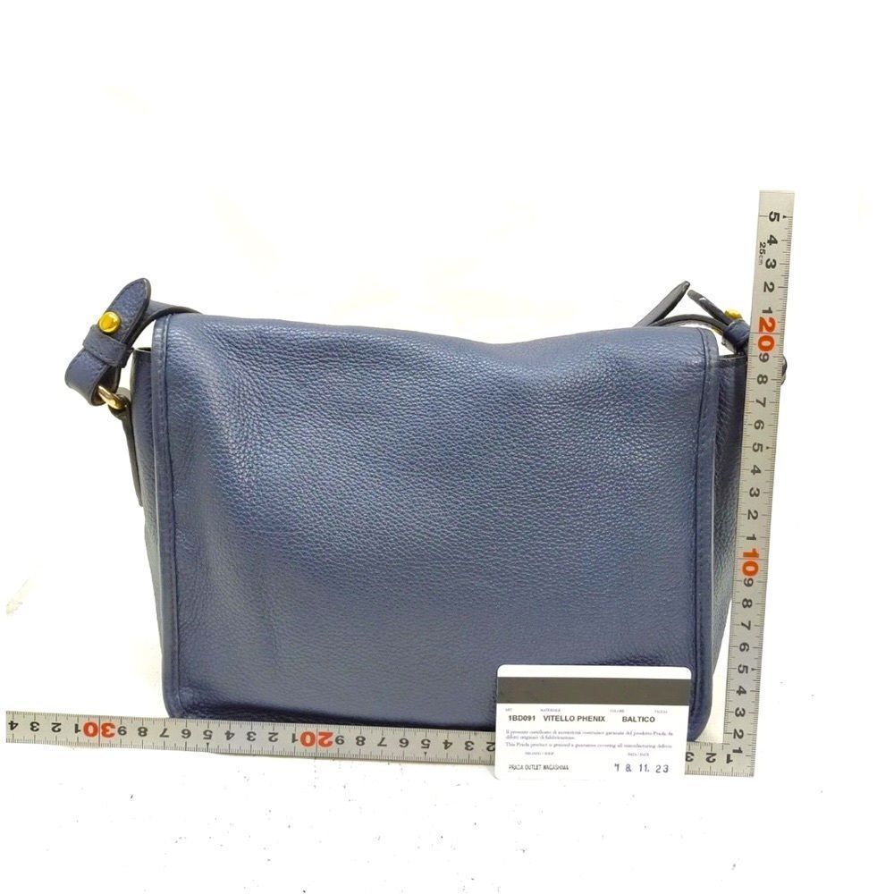 Auth PRADA Baltico Blue Vitello Daino Leather Phenix Crossbody Messenger Bag Ex+ - Picture 2 of 13